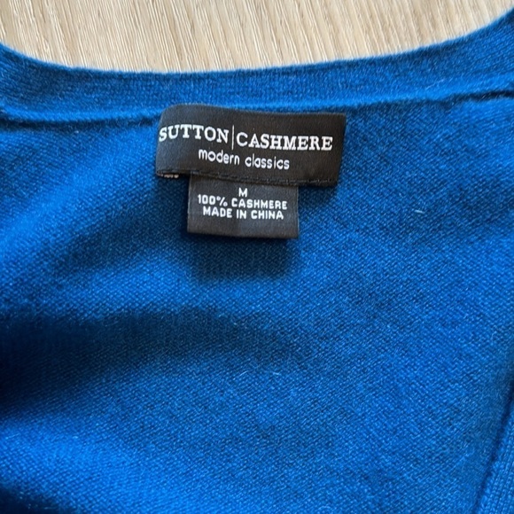 Sutton Cashmere 100% cashmere cardigan in teal size medium - Picture 2 of 2